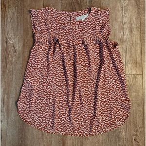 LOFT Red Floral Sleeveless Blouse Size XS